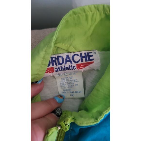 Jordache Neon Lime/Teal 90s Kids Windbreaker Tracksuit Sz 140 (US 10-11yr Old) - Picture 3 of 7